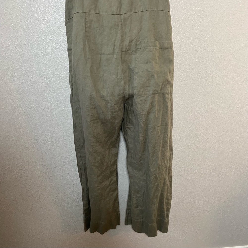 Everlane Olive Green Button-Front Linen Jumpsuit - Picture 7 of 8